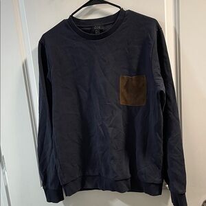 COS Navy Crewneck with Brown Chest Pocket Detail